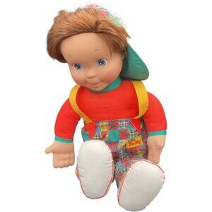 1980 My Buddy Boy Doll Plaid Overalls Green Hat Blue Eyes Vintage Collectible